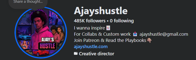 Ajay Hustle Facebook profile — 450K+ followers